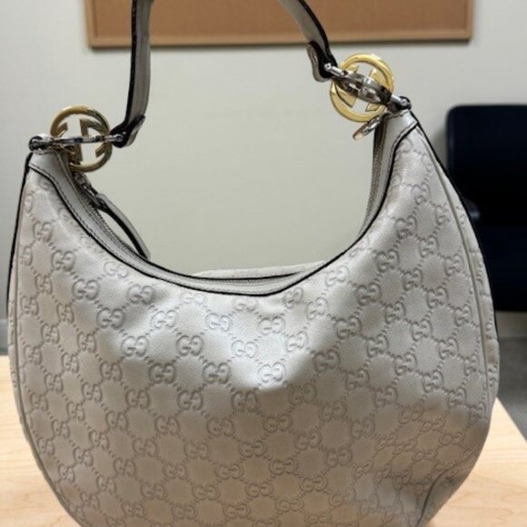 Rare.. Cream Gucci Medium Guccissima Twins  Interlocking Hobo Bag - Picture 3 of 10